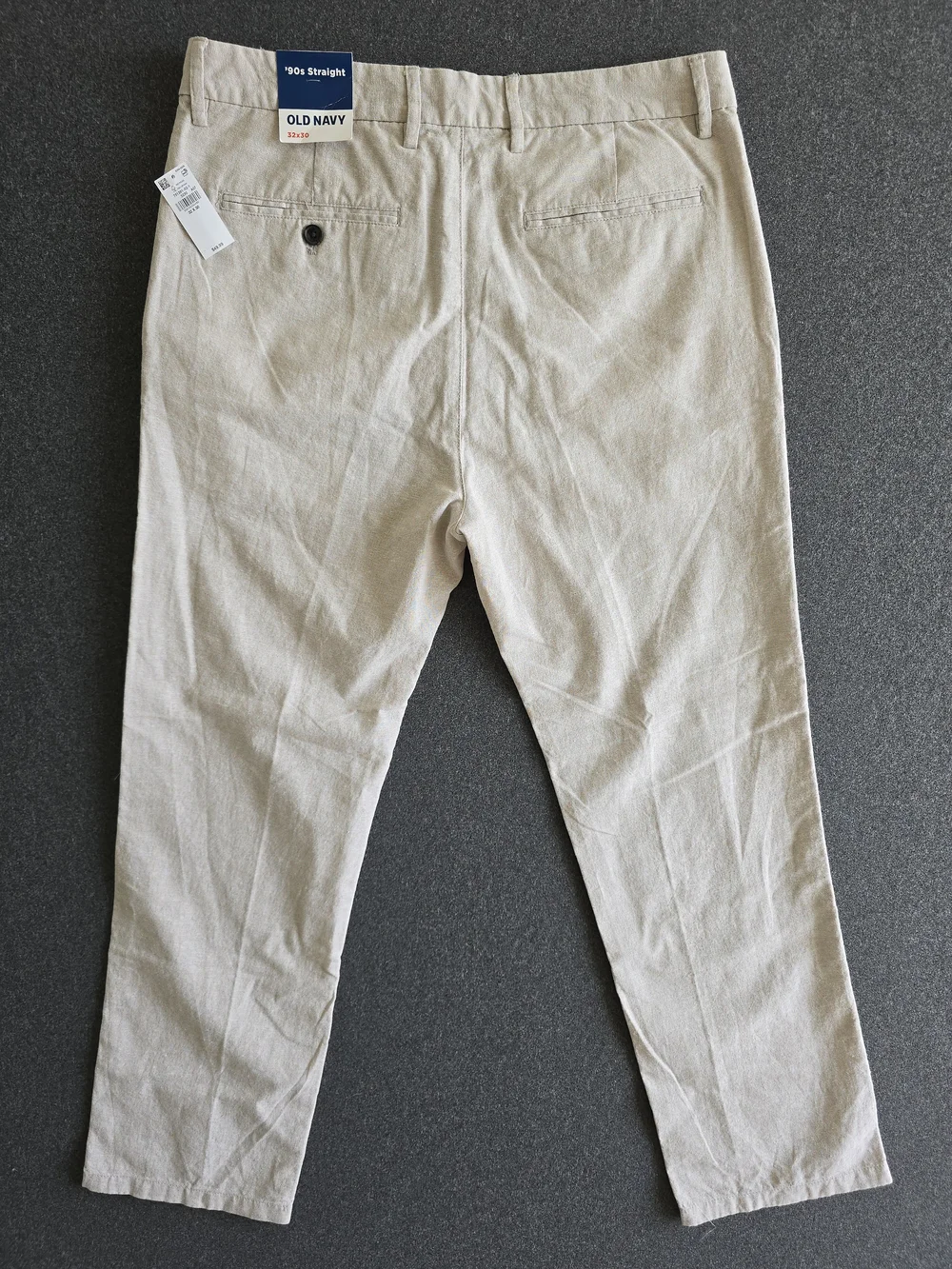 Old Navy 90s Straight Leg Linen Blend Chino Pants Men's Size 32 Beige